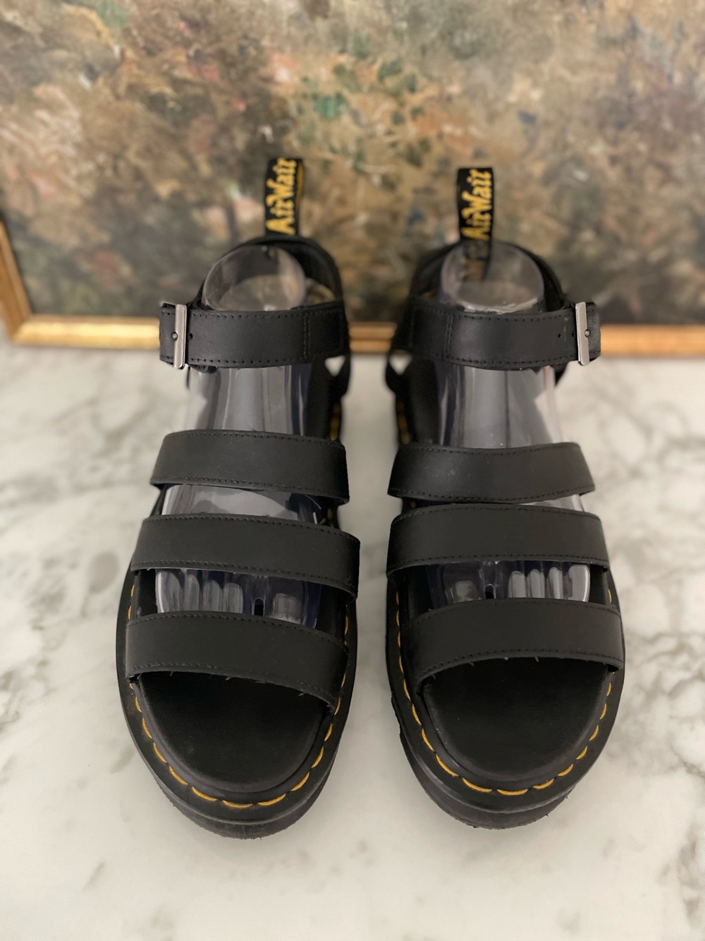 Dr. Marten Blaire Chunky Platform Sandals Size 9 Black Gladiator - Picture 5 of 8
